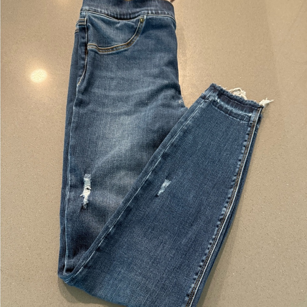 Spanx Distressed Skinny Blue Jeans